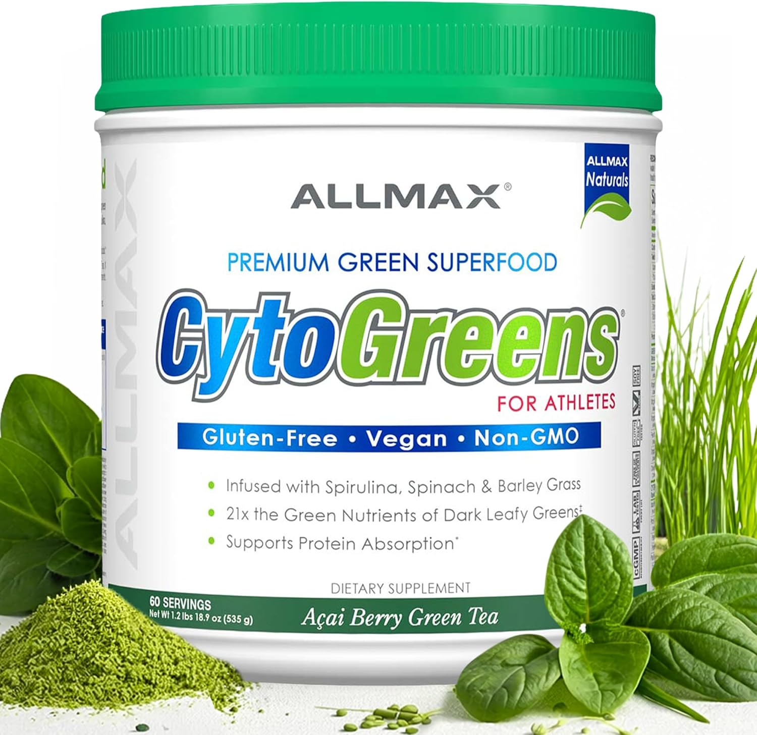 ALLMAX CytoGreens Super Greens en Polvo, Chocolate, 14 Servicios