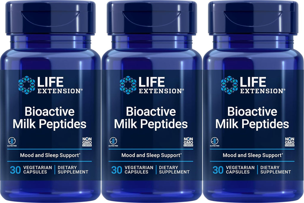 Life Extension Péptidos Bioactivos de Leche - 30 Cápsulas Vegetarianas (Paquete de 3)