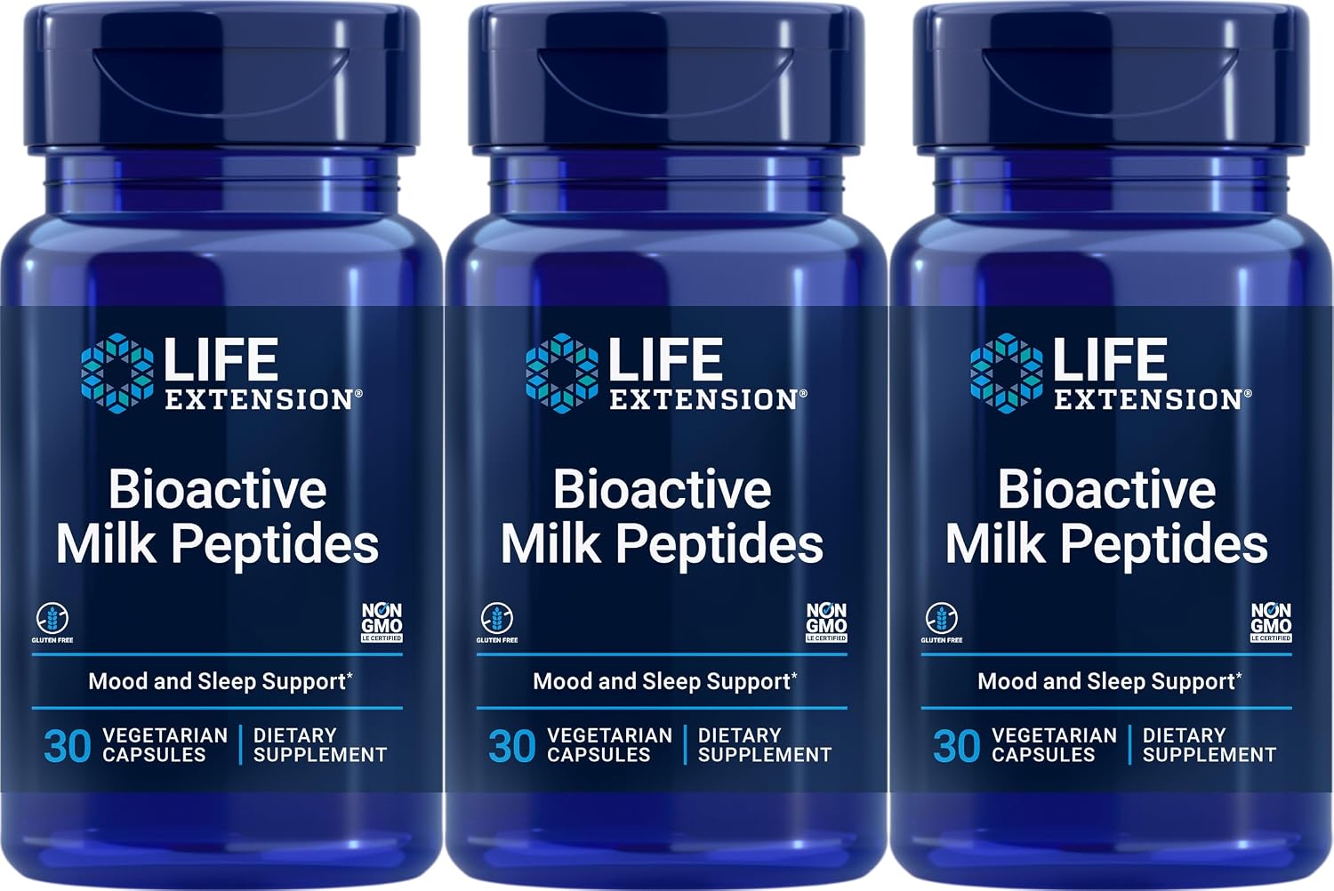 Life Extension Péptidos Bioactivos de Leche - 30 Cápsulas Vegetarianas (Paquete de 3)
