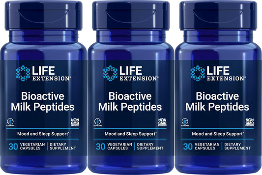 Life Extension Péptidos Bioactivos de Leche - 30 Cápsulas Vegetarianas (Paquete de 3)