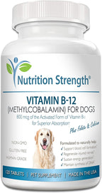 Nutrition Strength Vitamina B12 para Perros con Folato y Calcio - 120 Comprimidos Masticables