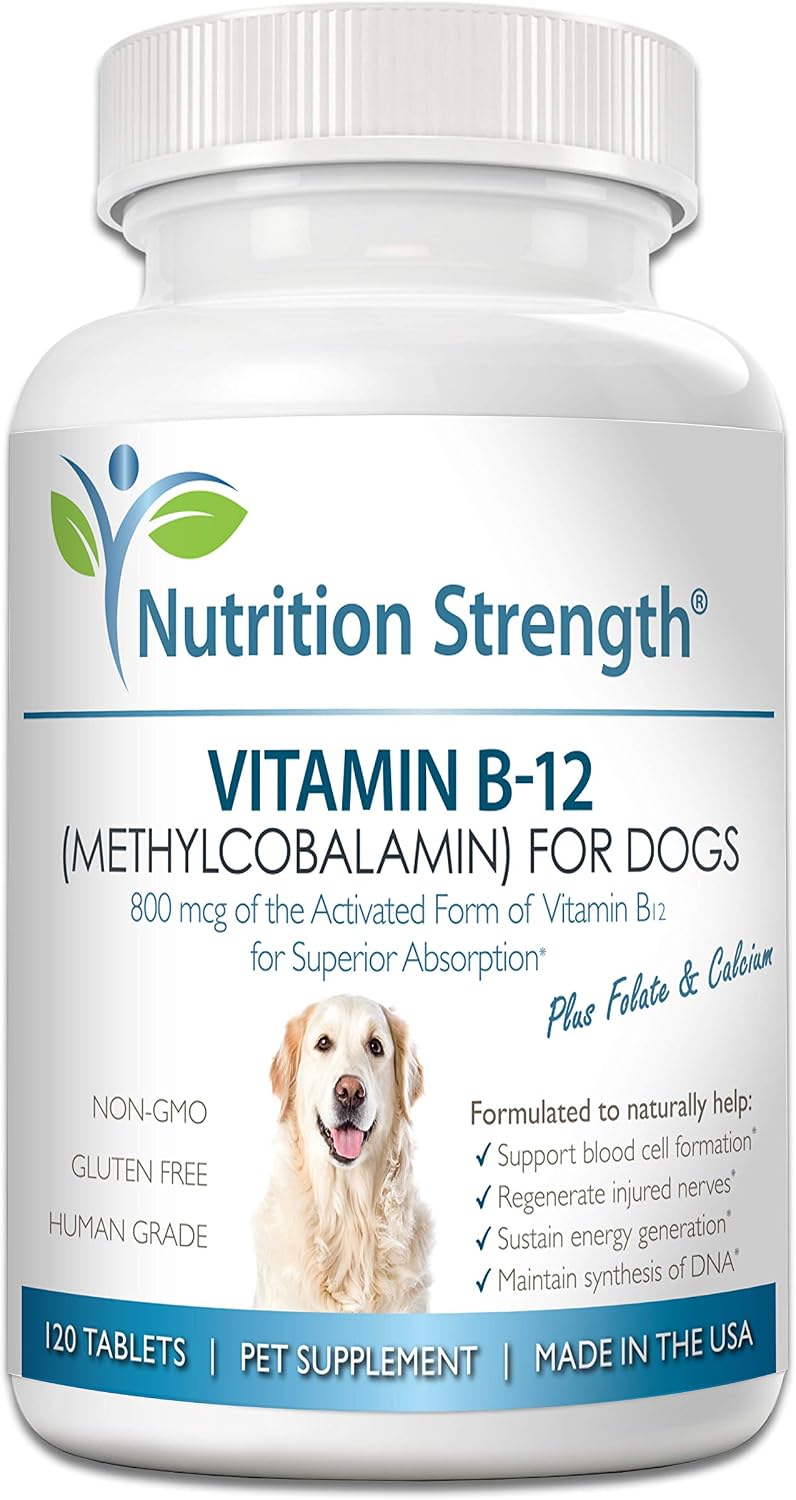 Nutrition Strength Vitamina B12 para Perros con Folato y Calcio - 120 Comprimidos Masticables
