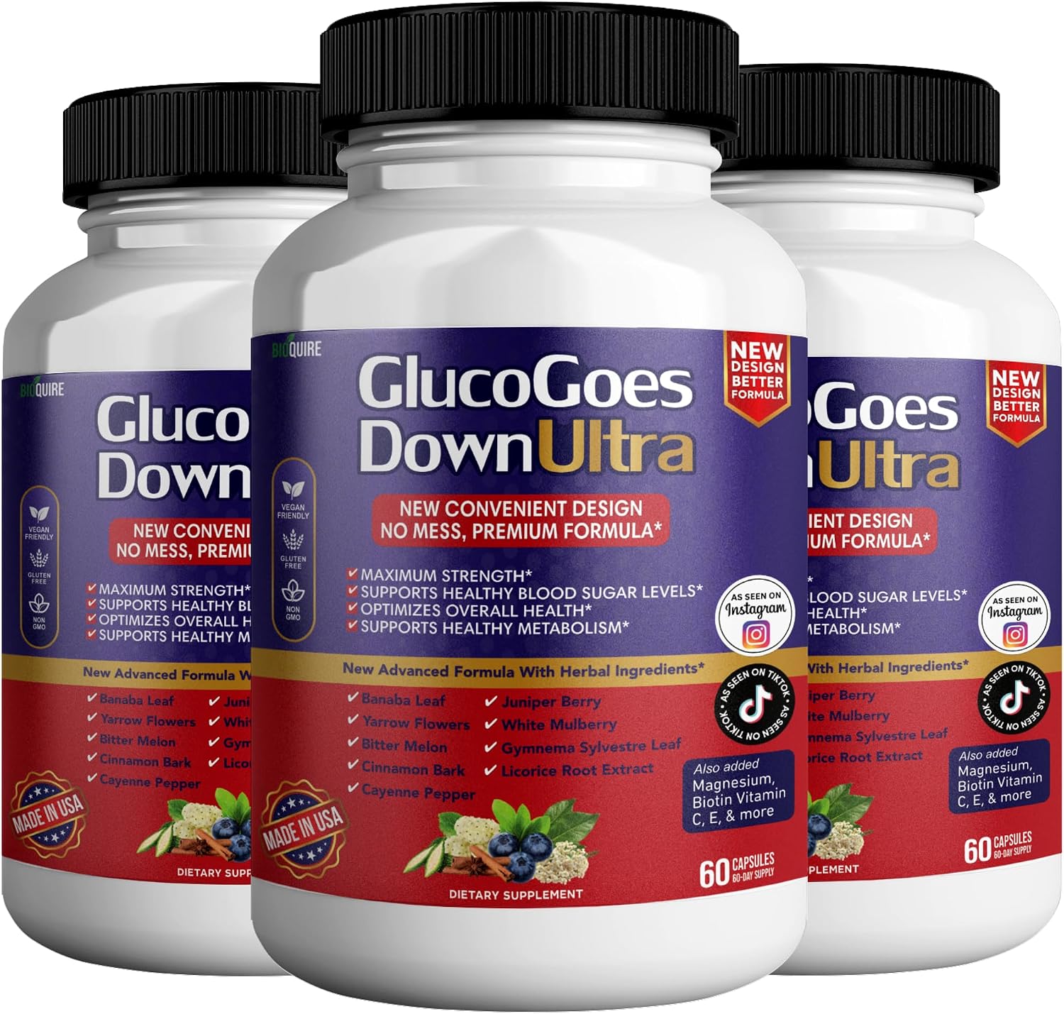 GlucoGoes Down Ultra – Complemento alimenticio, 120 cápsulas (Pack de 2 envases)