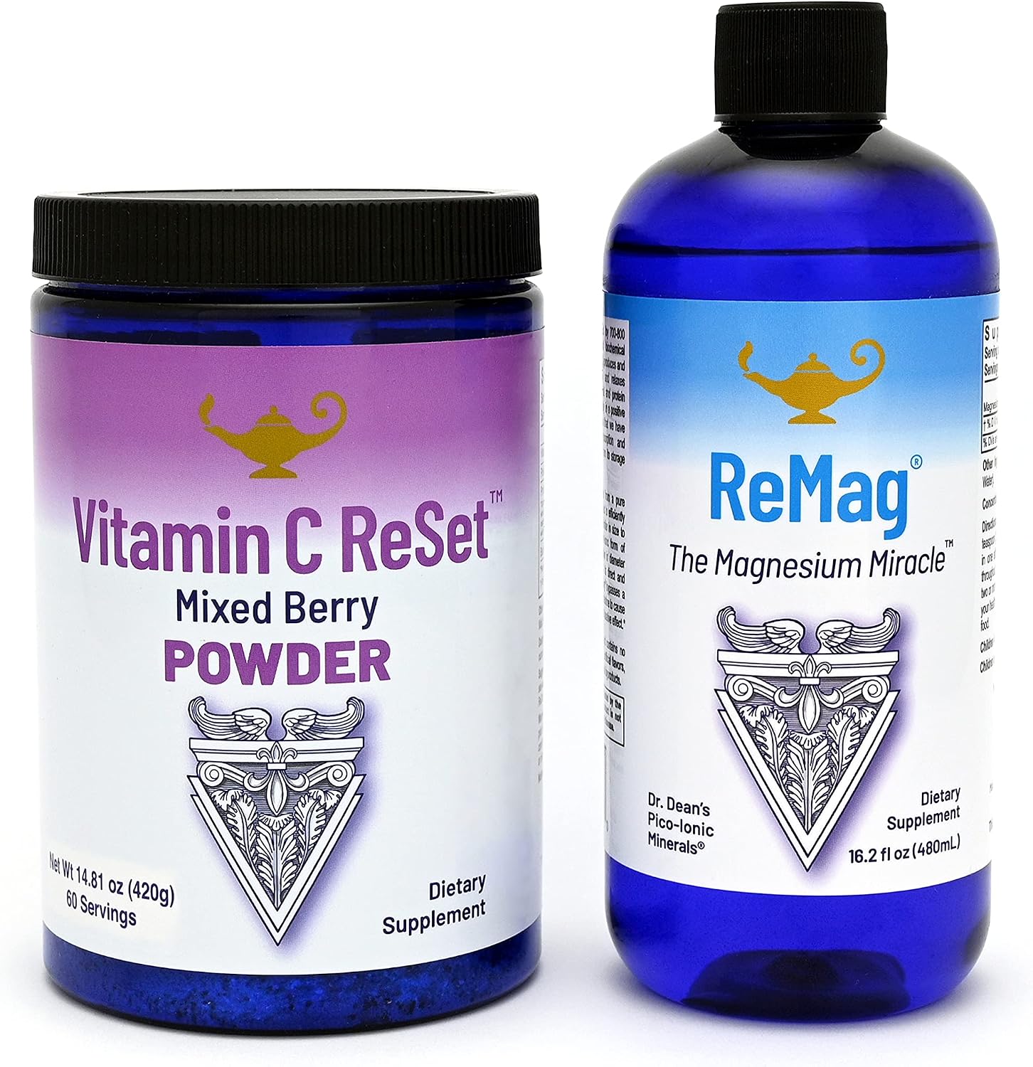 RnA ReSet ReMag y Vitamina C Reset Bundle – Suplemento Líquido de Magnesio (480 ml) y Polvo de Vitamina C Sabor a Bayas (420 g)