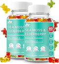 Irish Sea Moss Gummies con Elderberry – Gomitas Veganas con Vitamina C, D y Zinc – Suplemento de Apoyo Inmunológico con Bladderwrack y Raíz de Bardana – 2 Paquetes