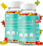 Irish Sea Moss Gummies con Elderberry – Gomitas Veganas con Vitamina C, D y Zinc – Suplemento de Apoyo Inmunológico con Bladderwrack y Raíz de Bardana – 2 Paquetes