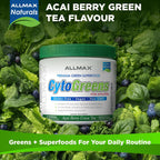 ALLMAX CytoGreens Super Greens Powder, Acai Berry Green Tea, 14 Servicios