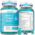 Vazatisi 2 Pack Biotin Gummies con Colágeno y Queratina para Cabello, Piel y Uñas - 120 Gomitas Sabor Arándano