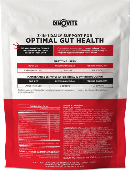 Dinovite Probióticos para Perros Grandes (45+ lb) - Complemento en Polvo con Omega-3, 30 Raciones – Image 2