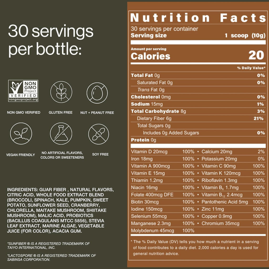 B.WILD Mezcla Multivitamínica Superfood Vegana – Sabor Fruit Punch – 30 Raciones