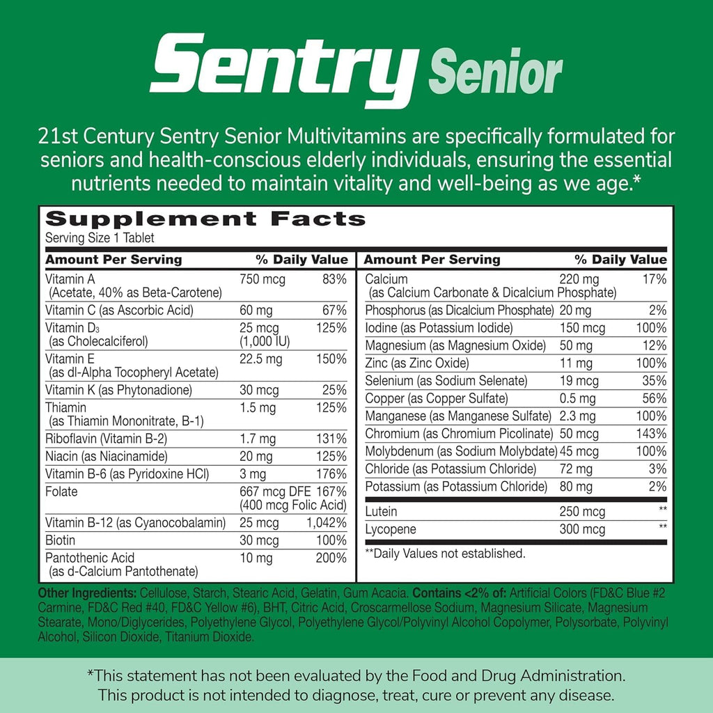 21st Century Sentry Senior 50+ Comprimidos, 100 unidades (Paquete de 2)