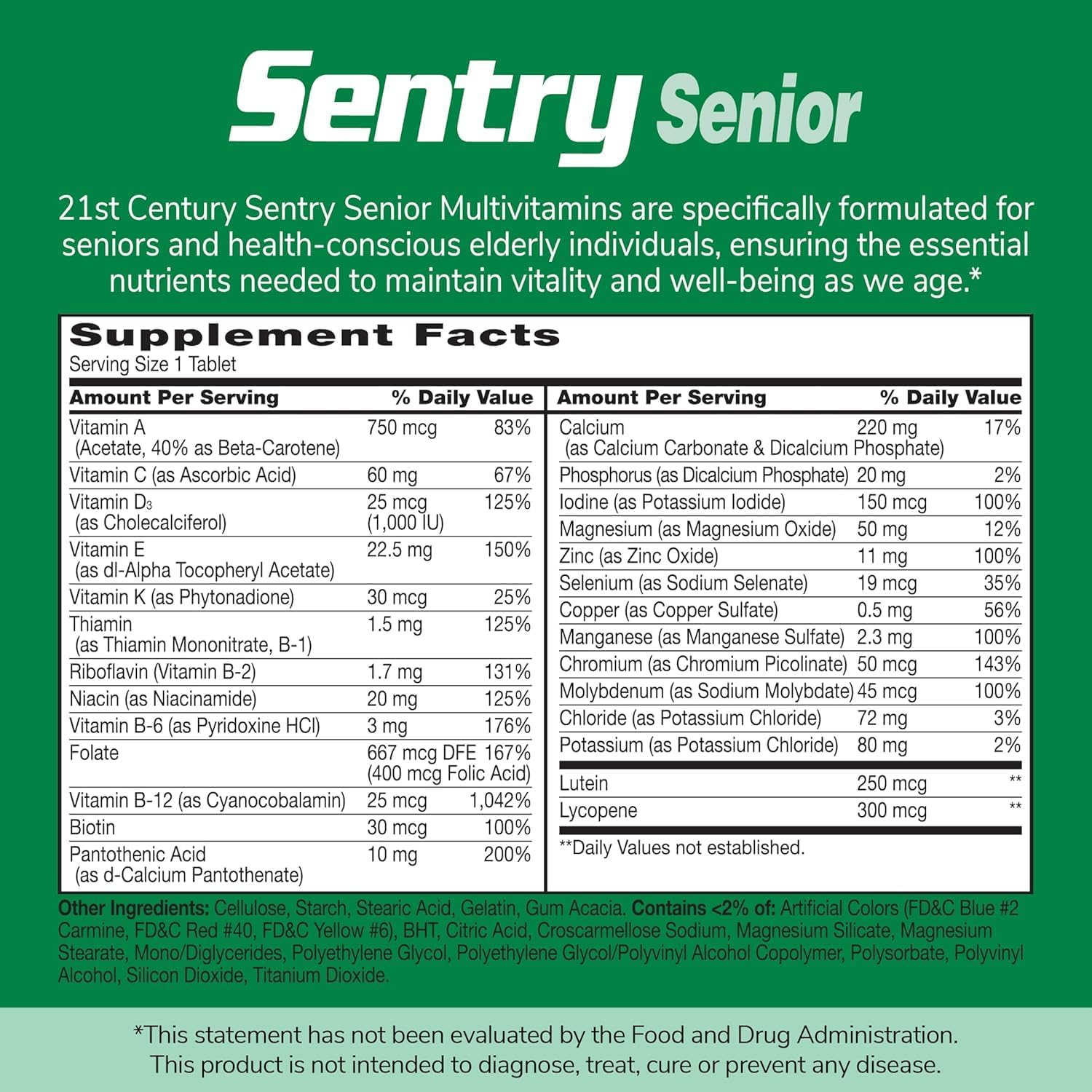 21st Century Sentry Senior 50+ Comprimidos, 100 unidades (Paquete de 2)