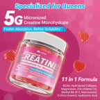 Gomitas de Creatina para Mujeres, Monohidrato de Creatina Micronizada + Mio-Inositol, Péptidos de Colágeno, BCAAs, Ácido Hialurónico, Vitamina B6 B12, Zinc para Energía, Enfoque y Equilibrio Hormonal, Sin Azúcar, 120 unidades