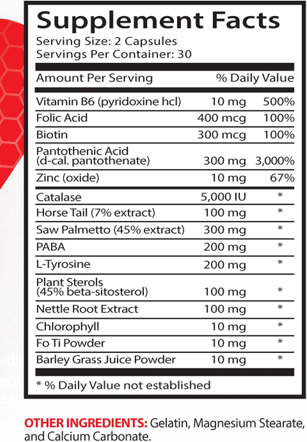 L-Tyrosine Supplement - Natural Anti-Gray Hair Formula - 60 Capsules