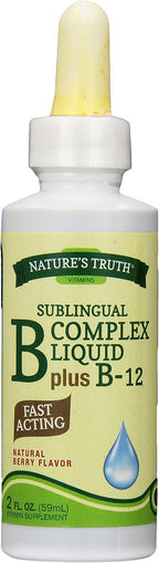 Nature's Truth Complejo B Sublingual con B12, Líquido Sabor Bayas, 2 fl oz (Pack de 3)