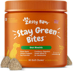 Zesty Paws Stay Green Bites - Snacks blandos para perros contra manchas de césped por orina - Sabor a pollo - 90 unidades