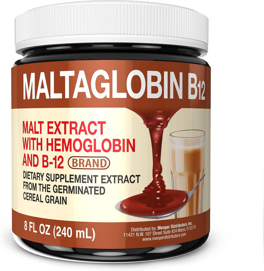 Suplemento Dietético de Vitamina B12 Maltaglobin, Apoyo a la Hemoglobina, Vitaminas B12 para la Energía, 8 fl oz, 1 Envase