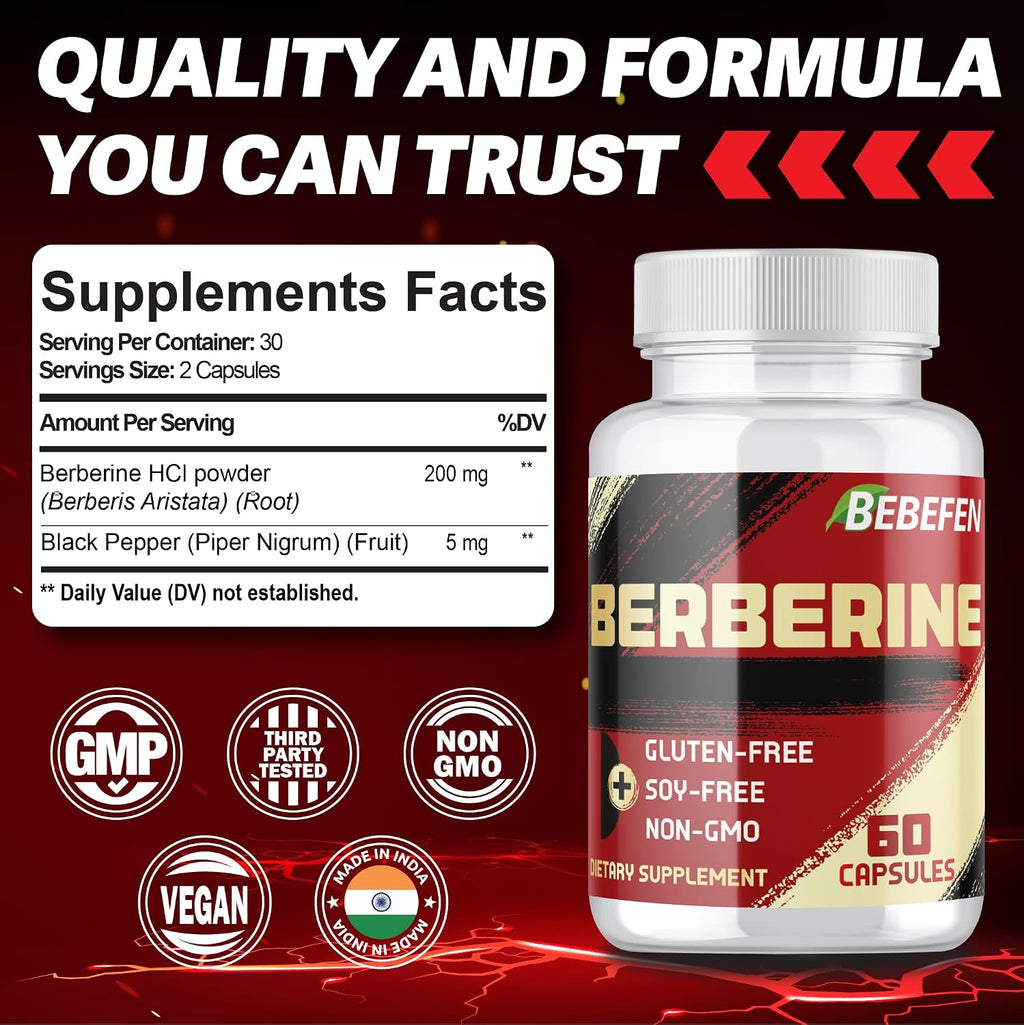 Berberina HCL Suplemento - 60 Cápsulas - No OGM | Sin Gluten