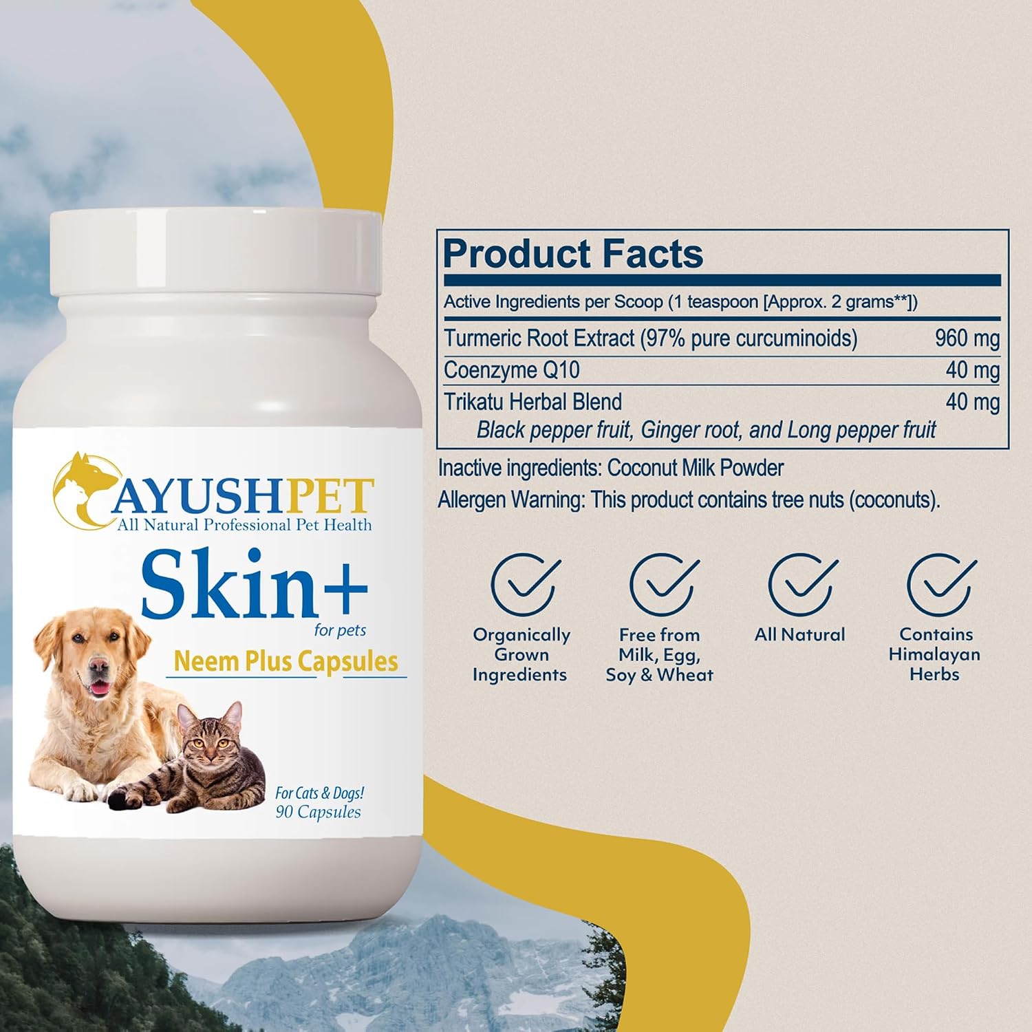 Ayush Pet Neem Plus - Suplemento de Neem para Perros - 90 Cápsulas