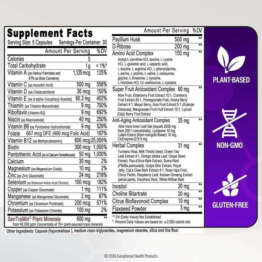 Immuno 150 - Complemento Alimenticio con 70 Minerales Vegetales y 13 Vitaminas Esenciales - 150 Cápsulas Vegetales
