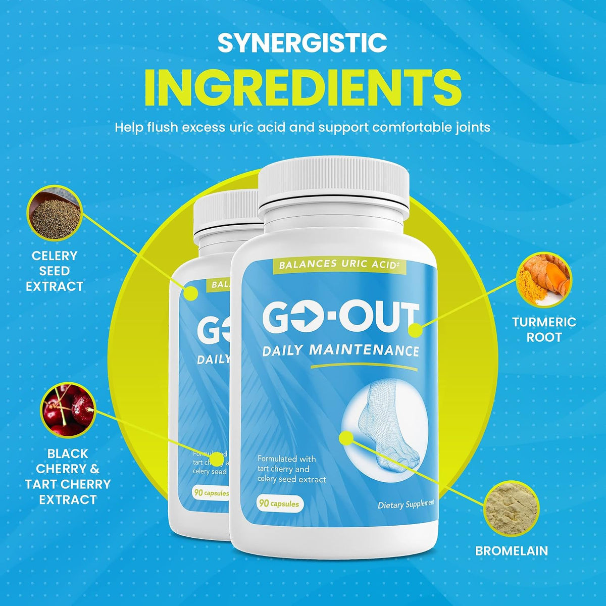Go Out Daily Maintenance – Apoyo Natural para el Ácido Úrico con Cereza Ácida y Semilla de Apio – 90 Cápsulas Veganas – Image 4
