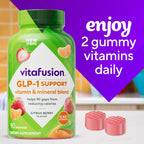 vitafusion GLP-1 Support Multivitamínico, Mezcla de Vitaminas y Minerales, 15 Nutrientes Esenciales, Sabor Cítricos y Bayas, 90 Gominolas, 45 Días