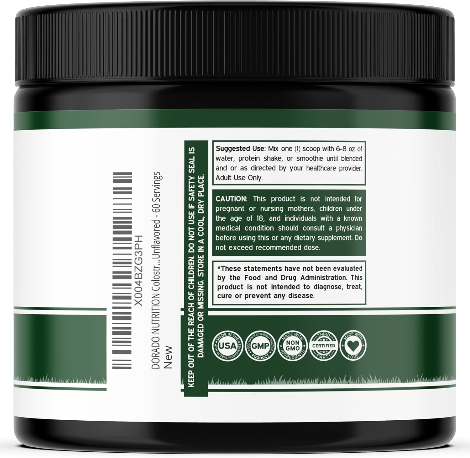 Polvo de Calostro Bovino Puro 90g - Estandarizado al 20% IgG - Sin Sabor, Sin Rellenos, No GMO