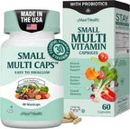 Maxi Health Multivitamin – Cápsulas multivitamínicas fáciles de tragar con 30 nutrientes, hierro y probióticos – 60 unidades