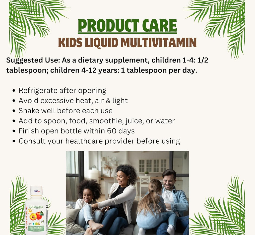Go Healthy Kids Multivitamínico Líquido | Sabor Melocotón Mango | 30-60 Dosis