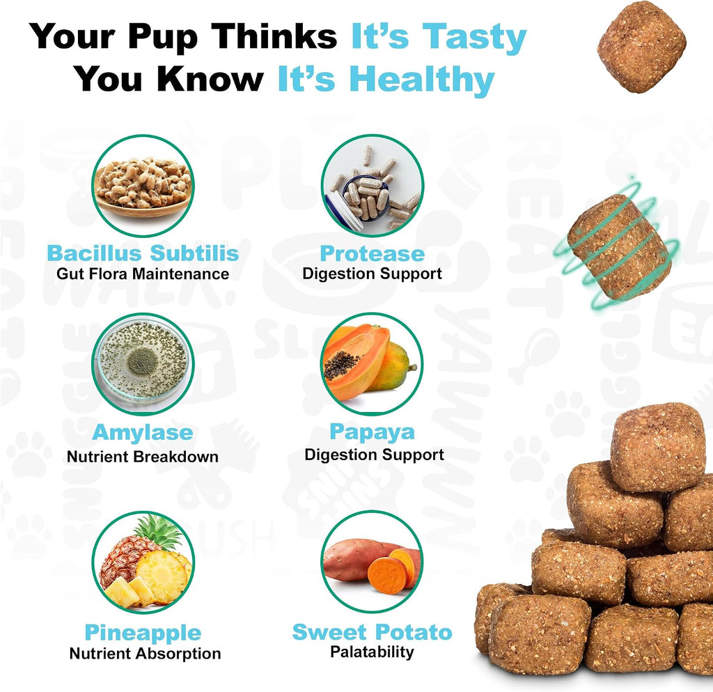 Doggie Dailies Probiótico para Cachorros, Probióticos con Enzimas Digestivas, Apoya la Salud Digestiva e Inmunológica, Sabor Calabaza, 120 Masticables Blandos