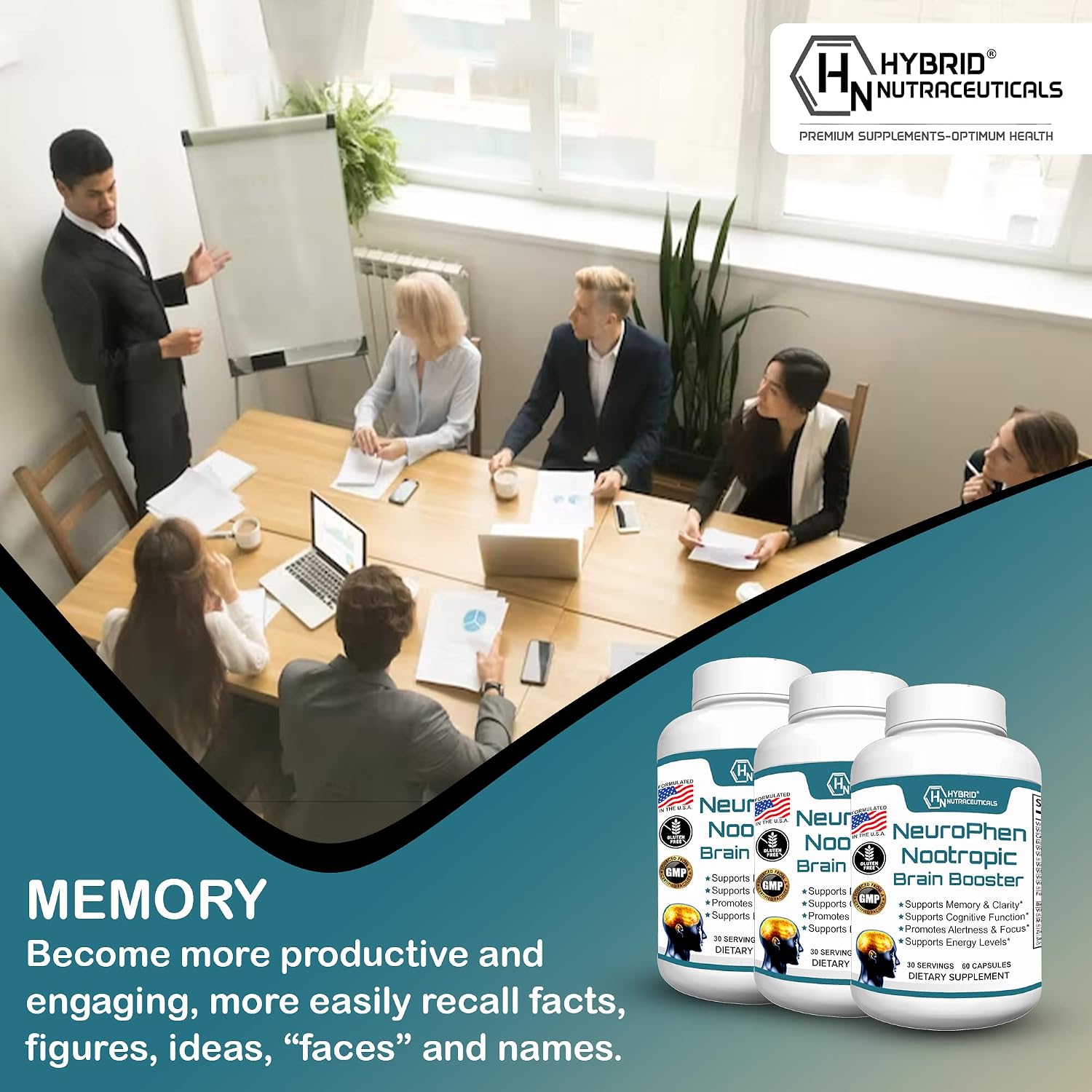 NeuroPhen Suplemento Potenciador Cerebral Nootrópico - 60 Cápsulas