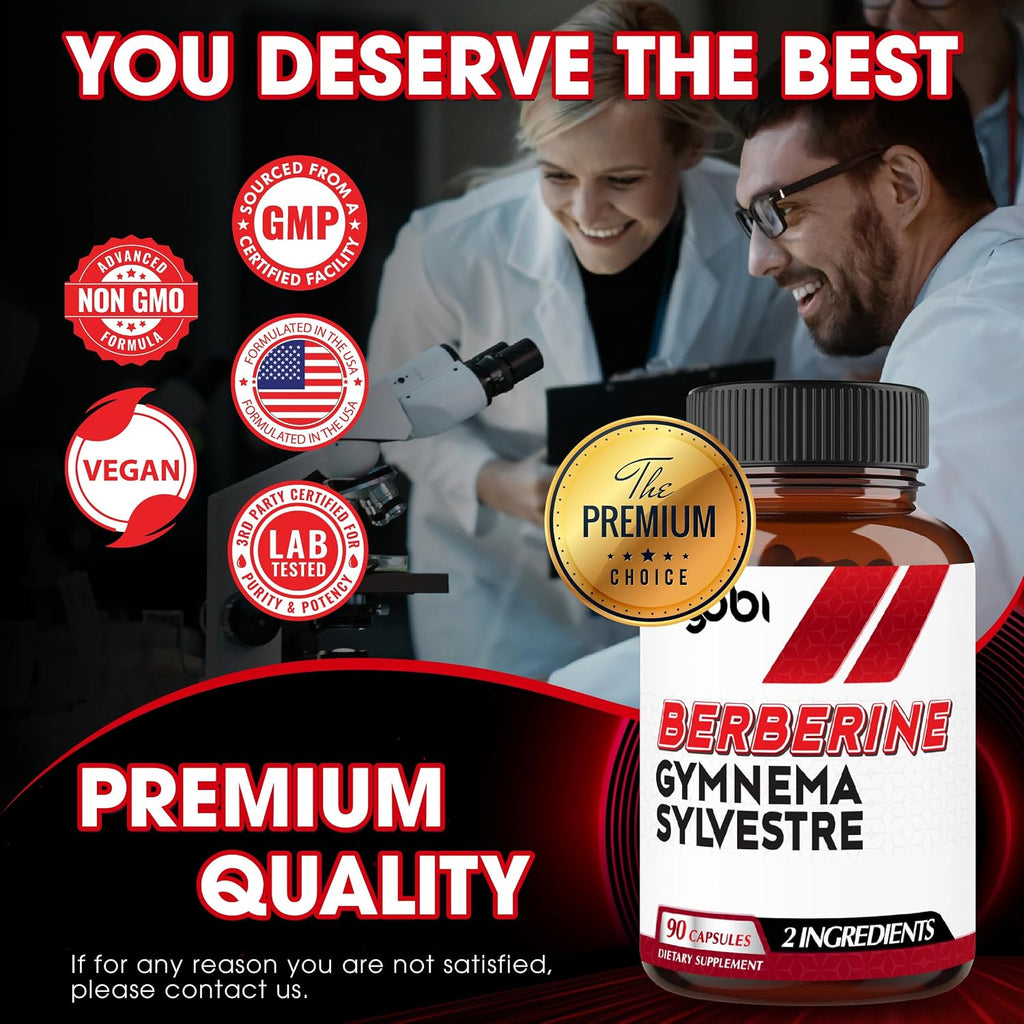 Agobi Berberina 500mg con Gymnema Sylvestre - Fórmula Super Concentrada - 90 Cápsulas