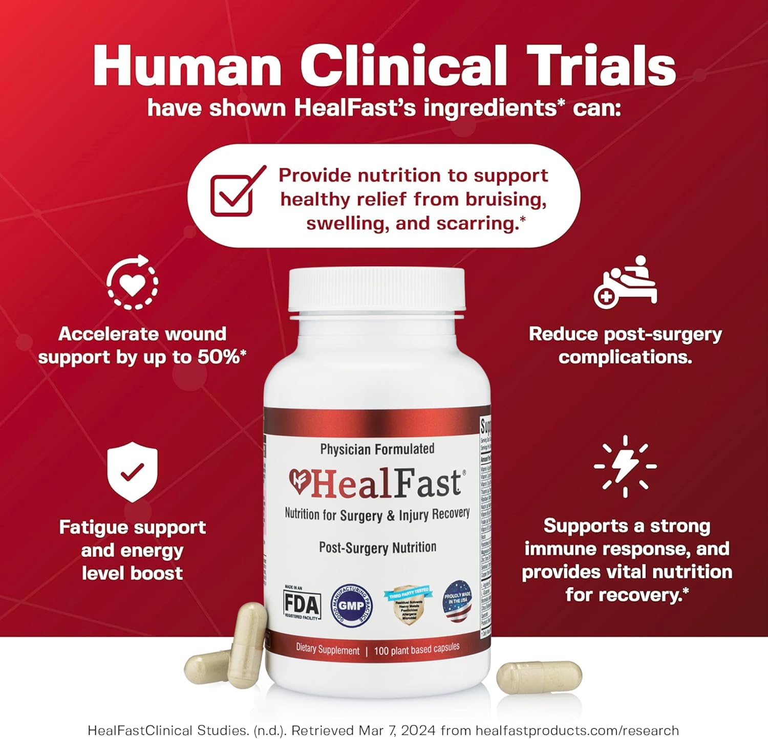 HealFast Suplemento de Recuperación Postoperatoria y Lesiones