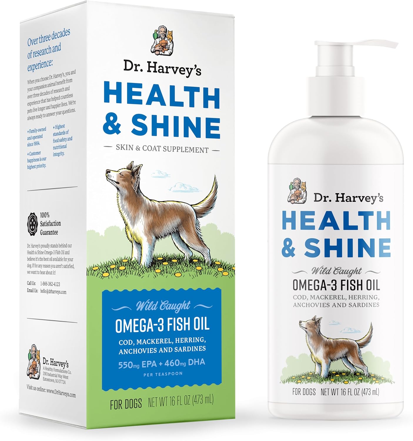 Dr. Harvey’s Health & Shine Omega 3 Aceite de Pescado para Perros (473 ml)