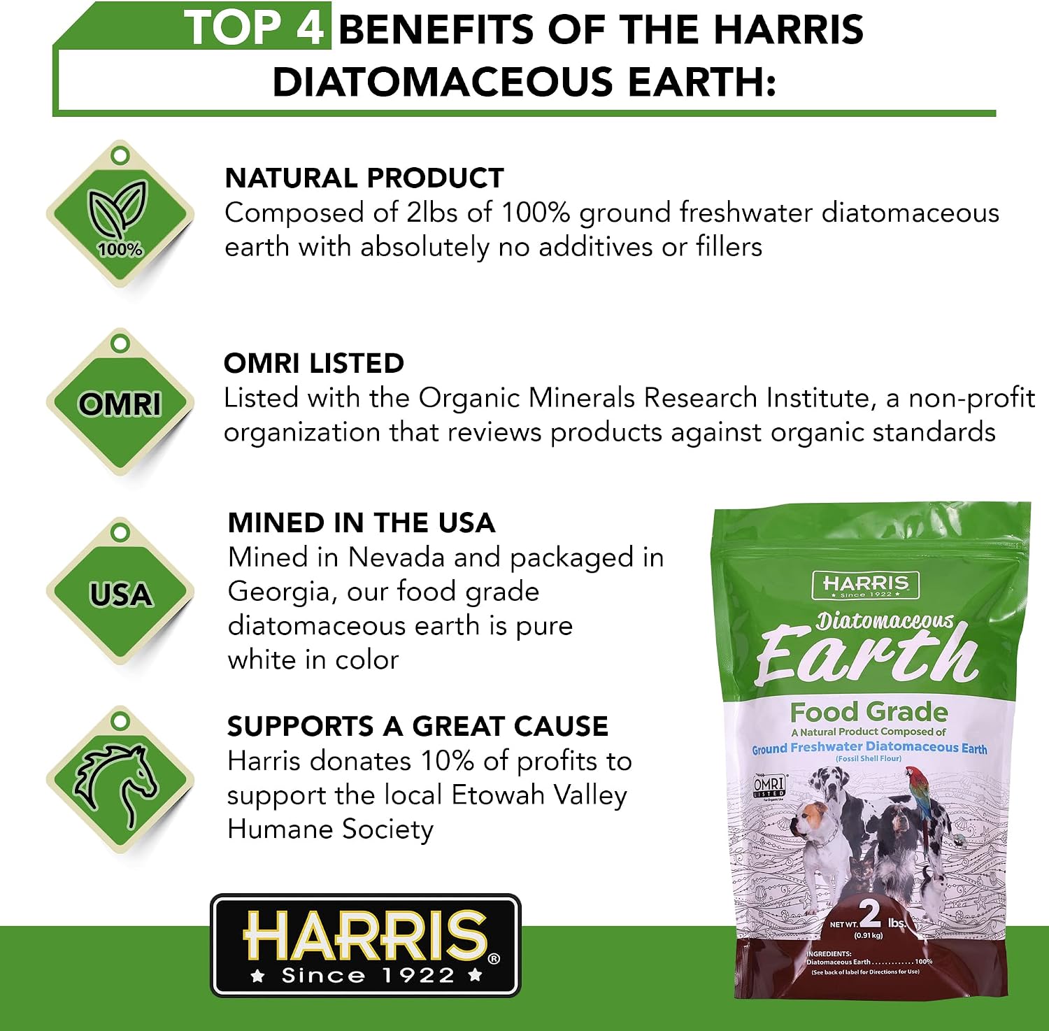 Harris Tierra de Diatomeas de Grado Alimenticio para Mascotas, 907 g
