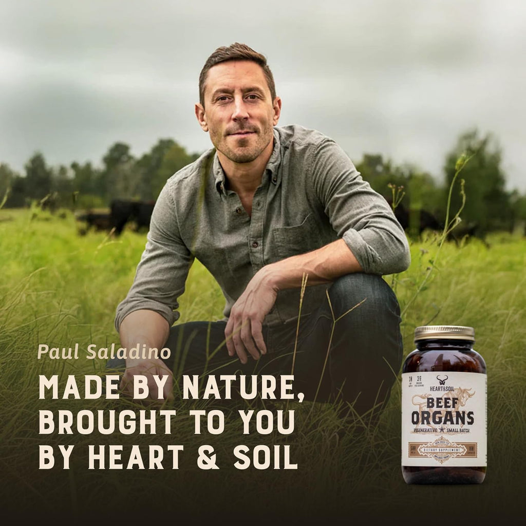 HEART & SOIL – Órganos de Res 100% Alimentados con Pasto – 3000mg – 180 Cápsulas