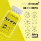 LongLifeNutri Berberine 500 mg – 180 Cápsulas Vegetales