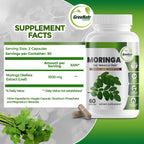 GreeNatr Moringa Oleifera en Cápsulas Vegetales 1000 mg (3 Frascos)