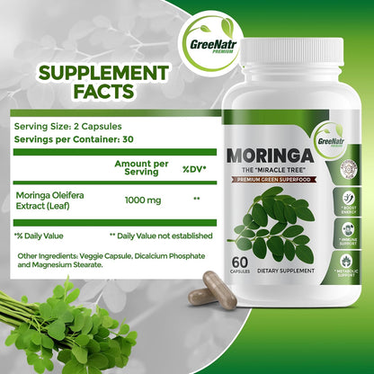 GreeNatr Moringa Oleifera Extracto Puro 1000 – La vitamina D3 contribuye a la absorción normal del calcio y al – Image 8