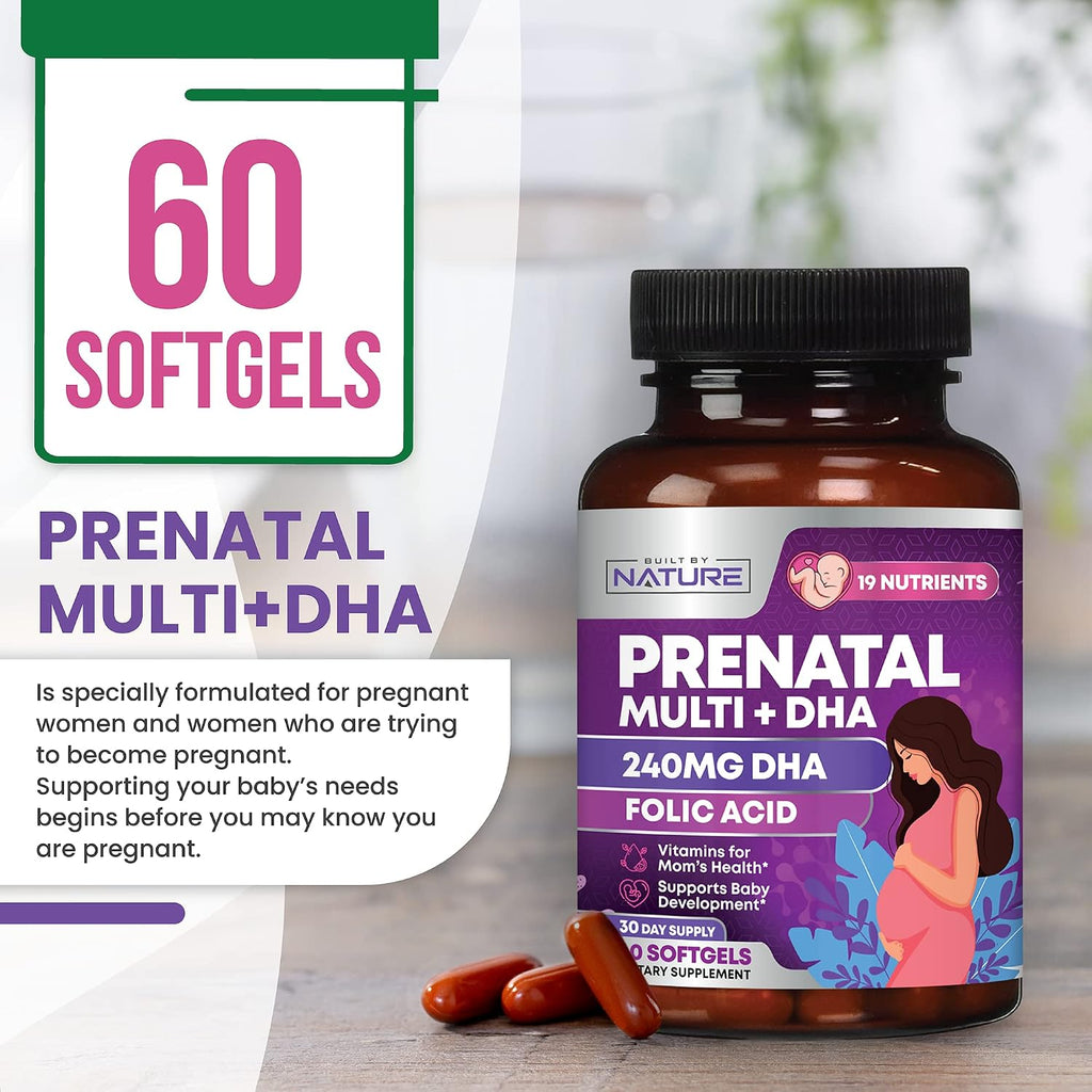 Vitaminas Prenatales de Built by Nature | 60 Cápsulas Blandas