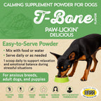 Relaxin’ Rover Suplemento Calmante con Probióticos para Perros con Valeriana, Manzanilla y GABA para Alivio del Estrés y la Ansiedad, Delicioso Sabor a Hueso T-Bone, 20 Dosis