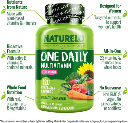 NATURELO Multivitamínico Diario para Mujeres – Vitamina E de girasol: Antioxidante natural que protege a las – Image 2