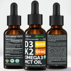 NUSAVA Organic Vitamin D3 K2 Drops with MCT Oil & Omega 3 (4 Pack)