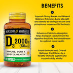 Mason Natural Vitamina D3 2.000 UI Ultra Strength, 120 Cápsulas Blandas