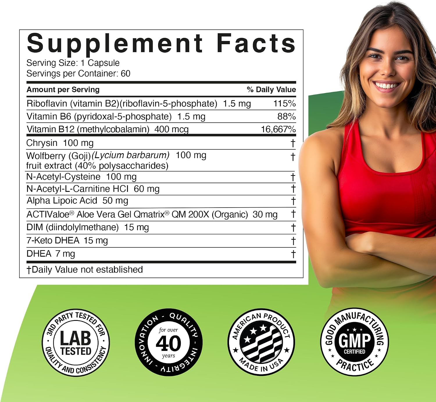 Univera Prime – Complejo con DHEA, Vitaminas C, B6 y B12 – 60 Cápsulas Vegetales