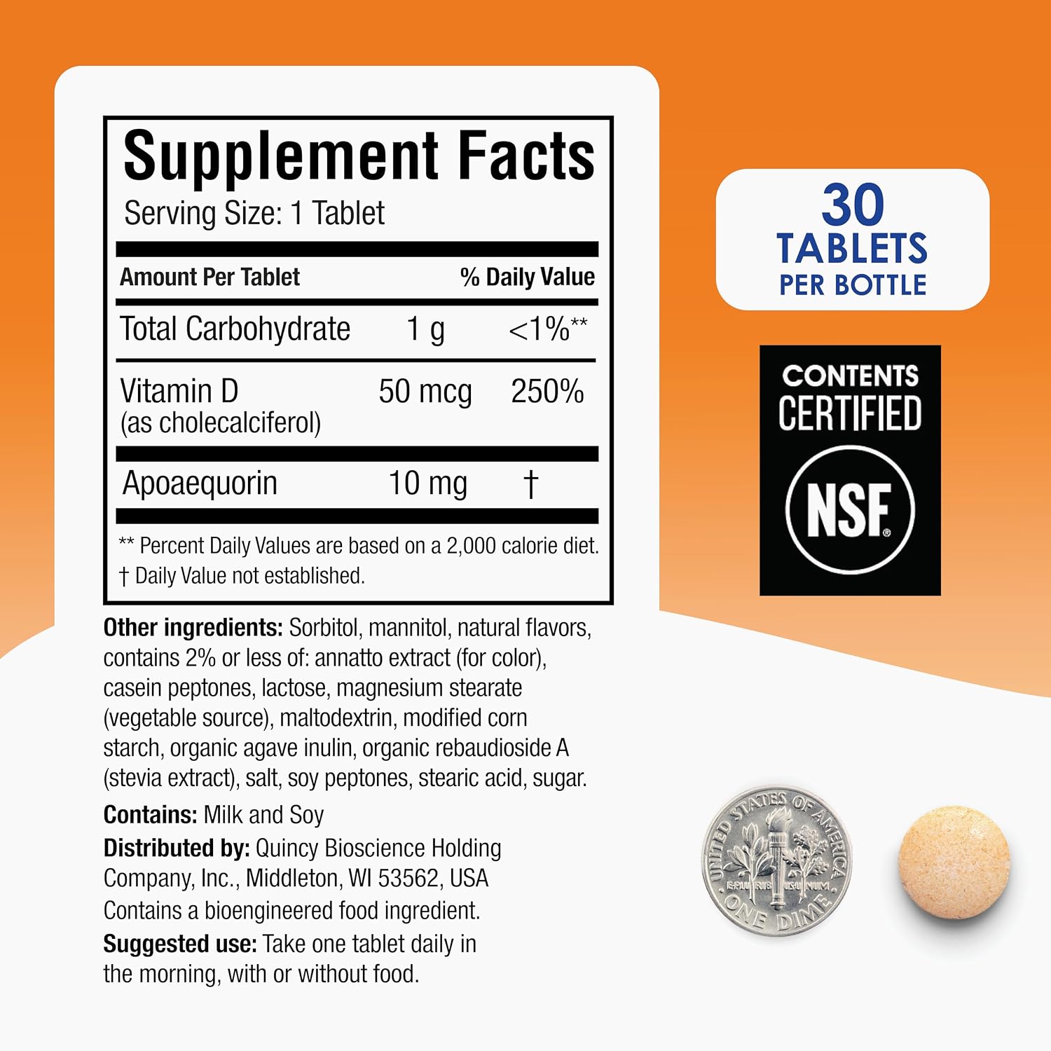 Prevagen Regular Strength Comprimidos Masticables Sabor Naranja - 90 Comprimidos (Suministro para 3 Meses)