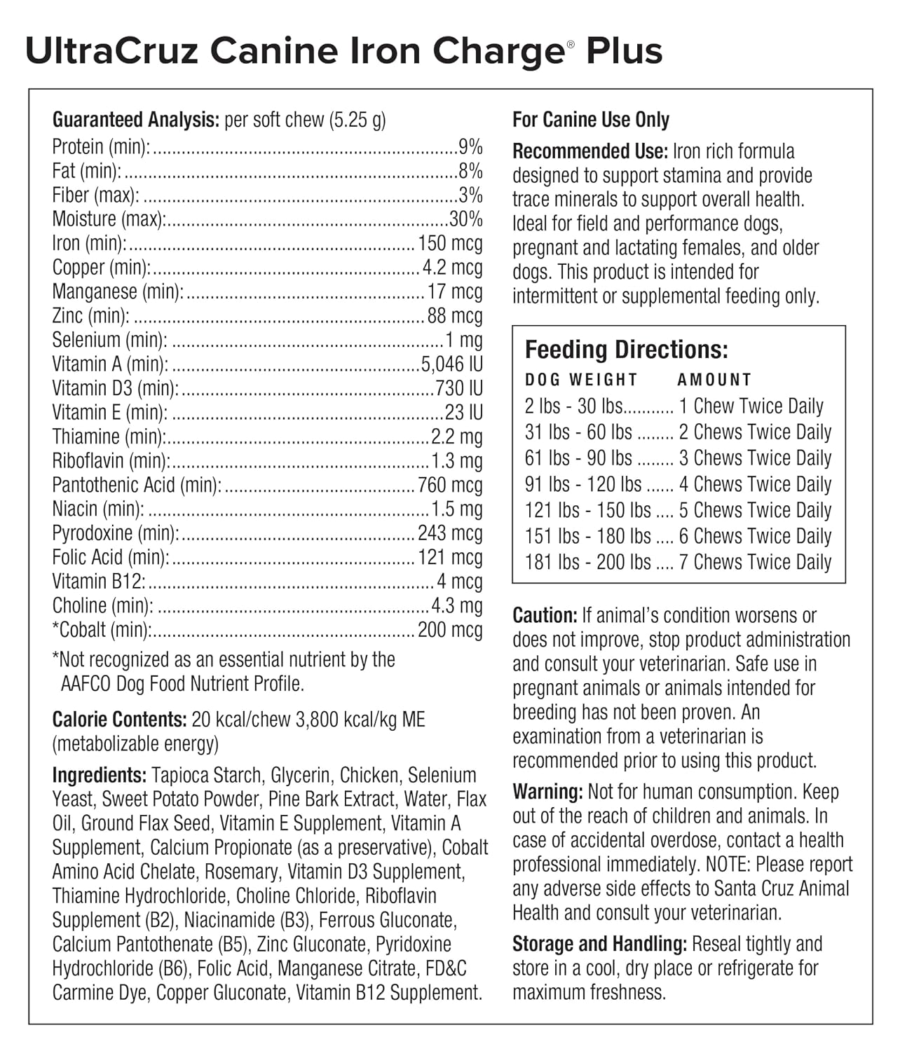 UltraCruz Canine Iron Charge® Plus, 60 Chews Sabrosos para Perros