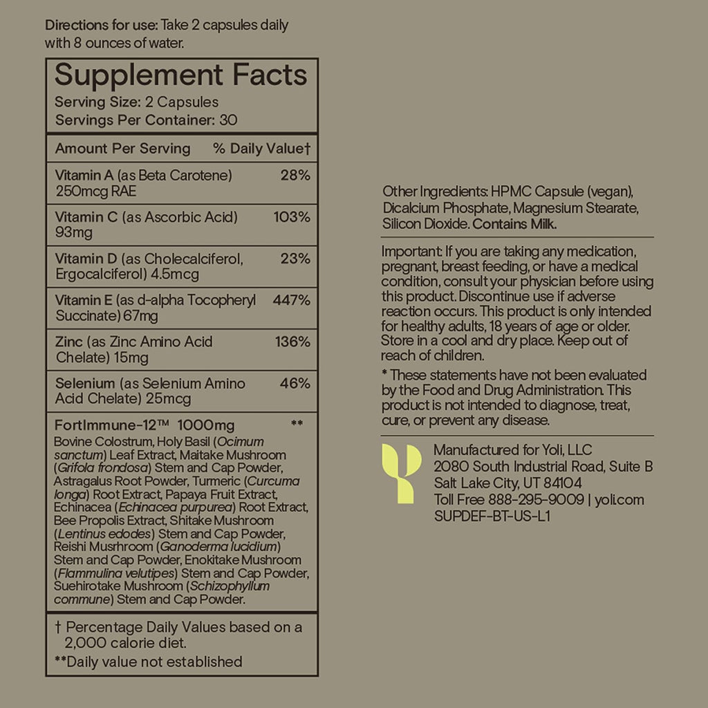 Yoli Defend - Immune Support Supplement with Vitamins and Botanicals, 60 Capsules