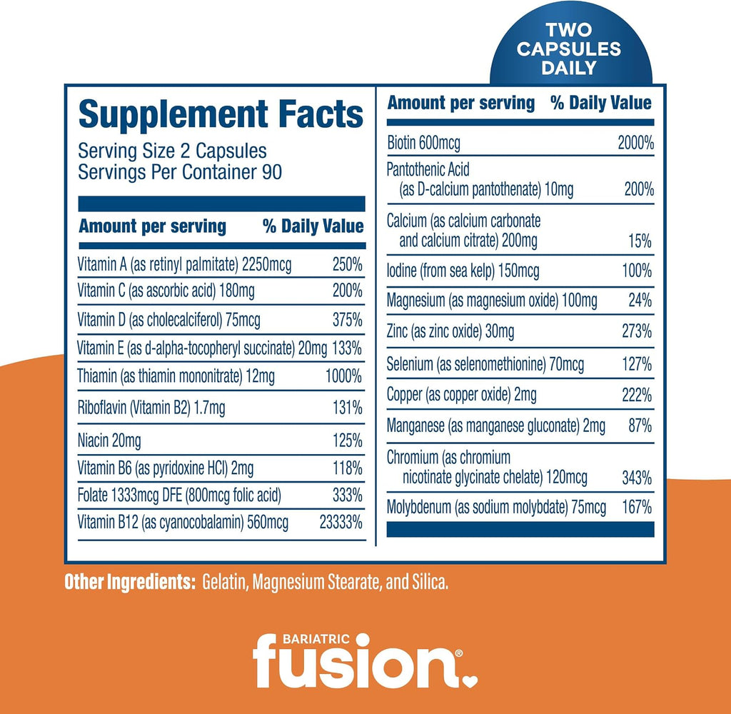 Bariatric Fusion Multivitamínico Bariátrico Sin Hierro - 1 Año de Suministro