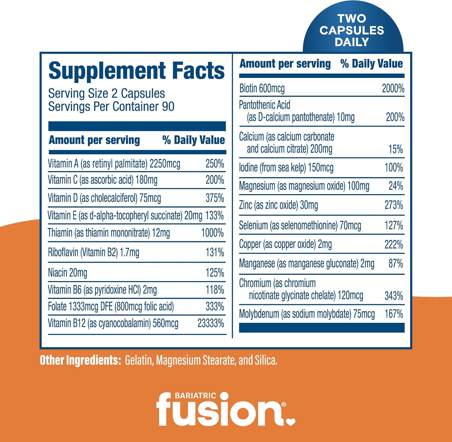 Bariatric Fusion Multivitamínico Bariátrico Sin Hierro - 1 Año de Suministro
